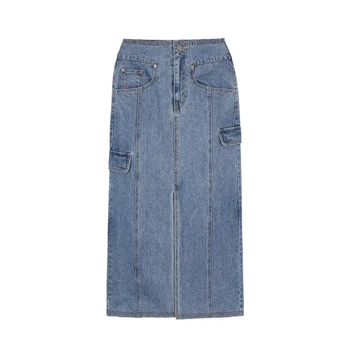 [SOLD OUT] 레이브 데님 롱 스커트 Denim Midi Skirt in Blue