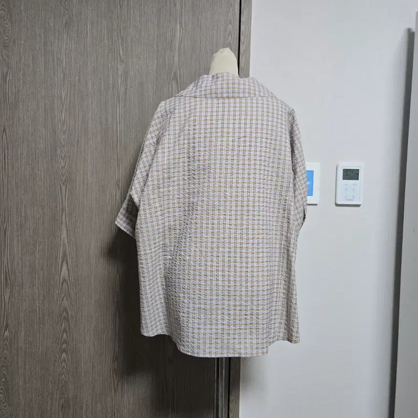[SOLD OUT] 새상품) 쉬즈미스 오버핏 체크무늬 반팔 블라우스 자켓