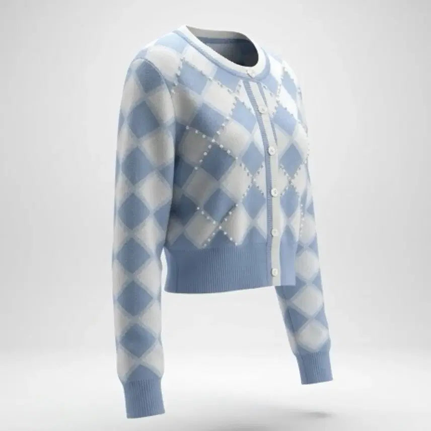 [BUNJANG] JIGOTT Argyle Short Cardigan / 여성F / 지고트 숏 아가일 가디건BL A-123