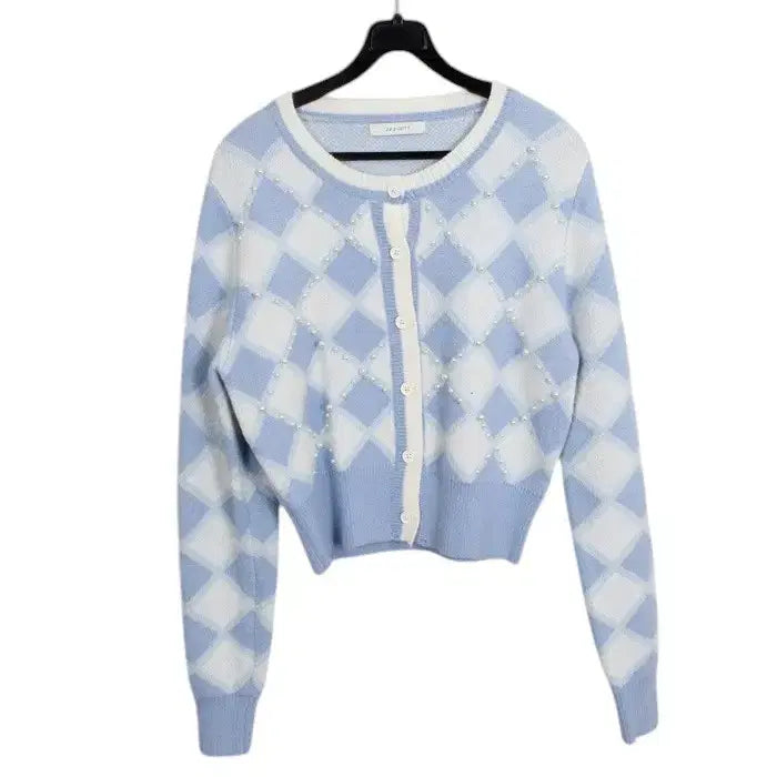 [BUNJANG] JIGOTT Argyle Short Cardigan / 여성F / 지고트 숏 아가일 가디건BL A-123