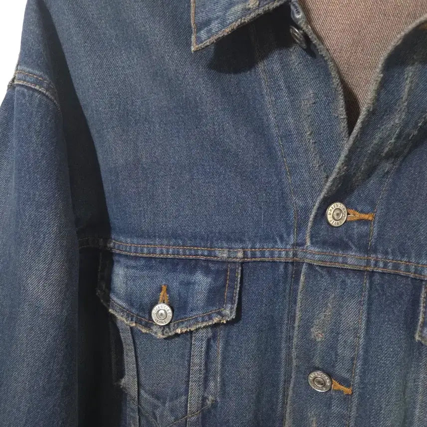 [BUNJANG] Balenciaga Back Logo Denim Jacket Blue Size 34 / 발렌시아가 백로고 데님 청자켓 34 Size