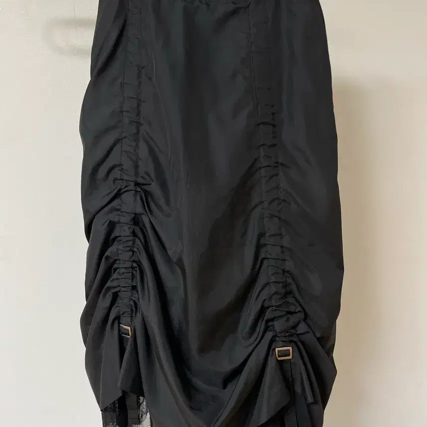 [BUNJANG] Black Shirred Tulle Midi Skirt / 블랙 셔링 튜튜 스커트