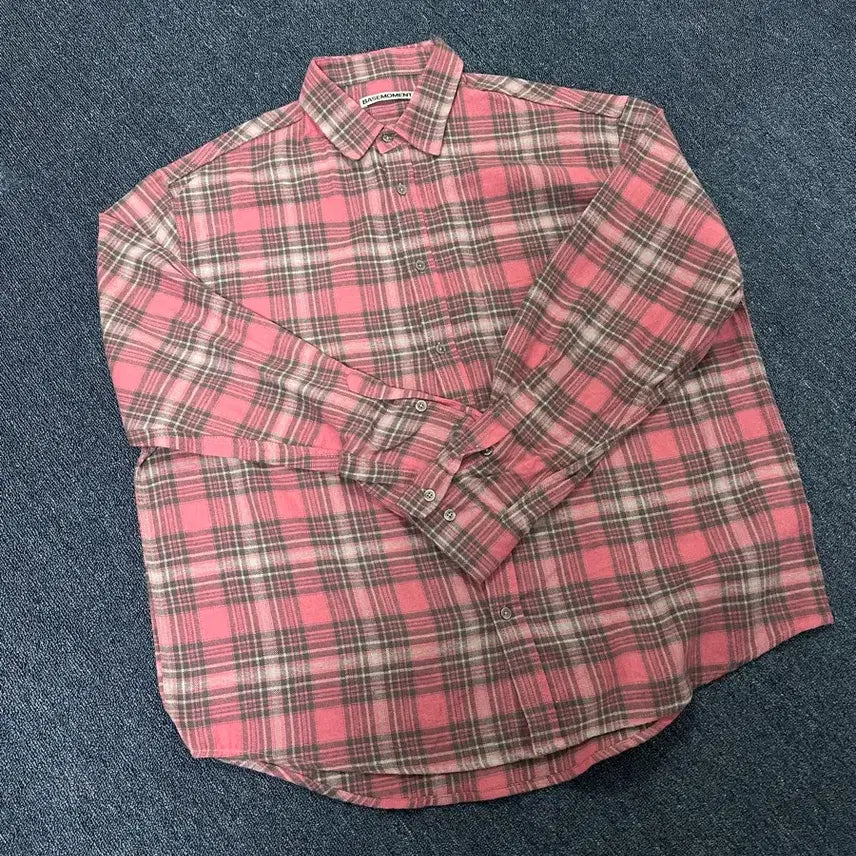 [BUNJANG] Base Moment Pink Flannel Shirt / 베이스모먼트 핑크 플란넬 셔츠