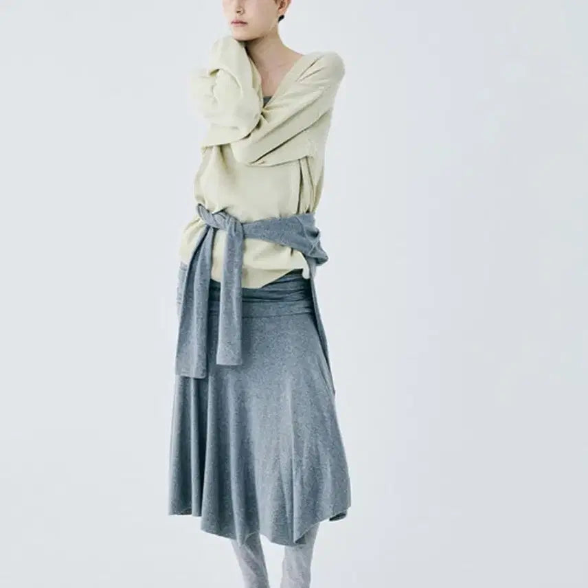 [BUNJANG] For Her Shirring Unbalanced Skirts (Melange) / 포허 SHIRRING UNBAL SKIRTS (MELANGE)
