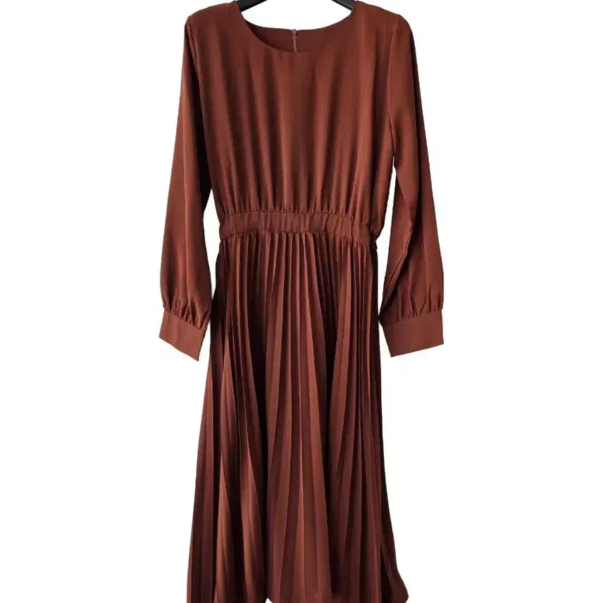 [SOLD OUT] 55-66)브라운 스트링 플리츠 원피스/새제품
