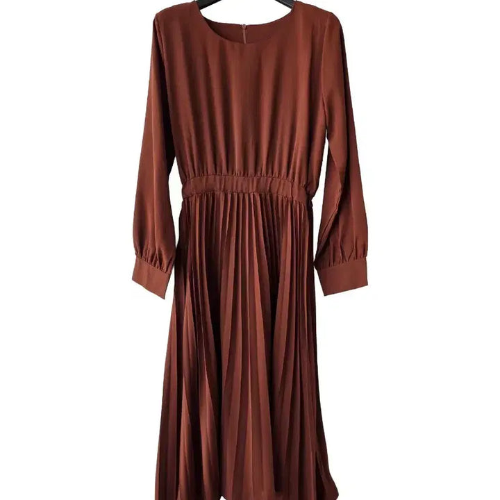 [SOLD OUT] 55-66)브라운 스트링 플리츠 원피스/새제품