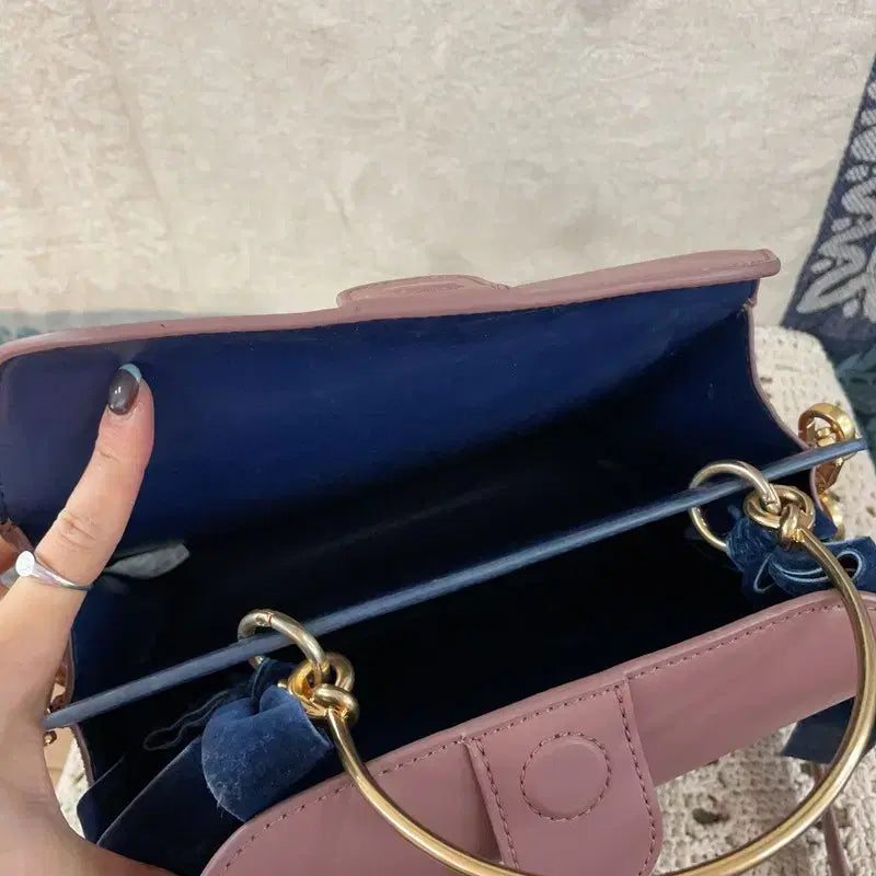 [BUNJANG] Charles &amp; Keith Velvet Bow Top Handle Bag / [F] 찰스앤키스 벨벳 보우 디테일 탑 핸들백 크로스백 가방