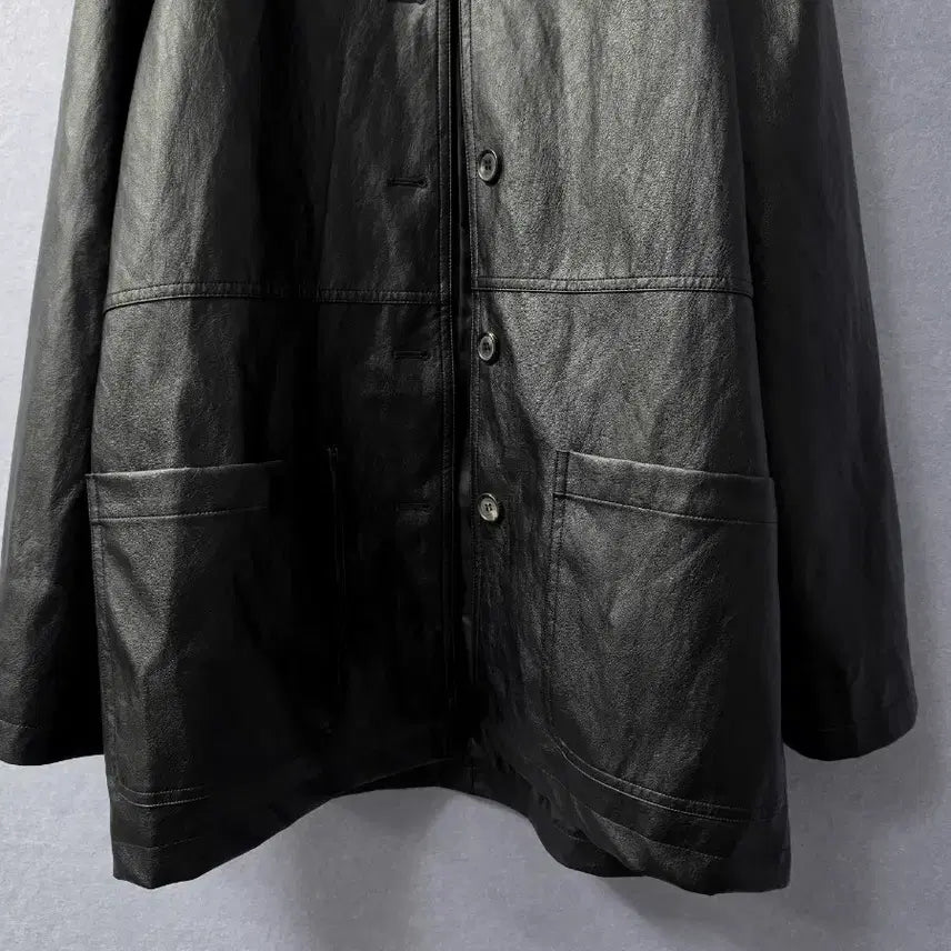 [BUNJANG] EOOB Vegan Faux Leather Half Jacket / 새상품 )  이우브 eoob  비건 페이크 레더 하프자켓