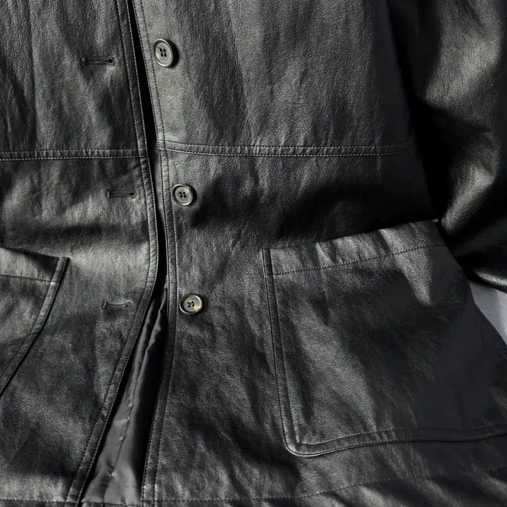 [BUNJANG] EOOB Vegan Faux Leather Half Jacket / 새상품 )  이우브 eoob  비건 페이크 레더 하프자켓