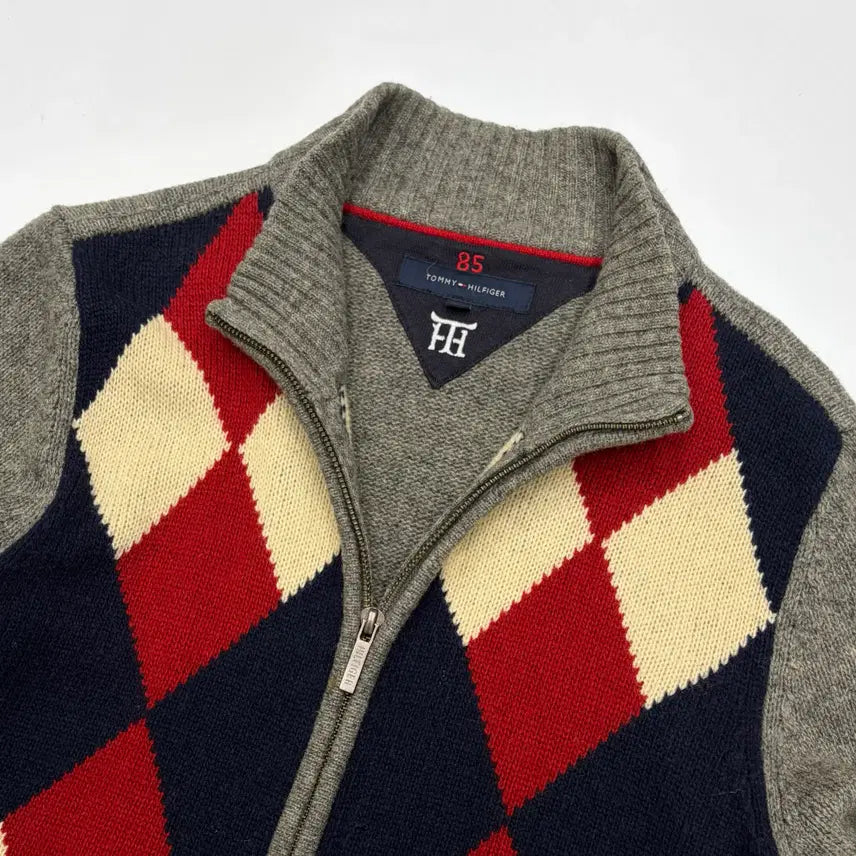[BUNJANG] Tommy Hilfiger Argyle Knit Zip-Up M / 타미힐피거 아가일 니트 집업 M