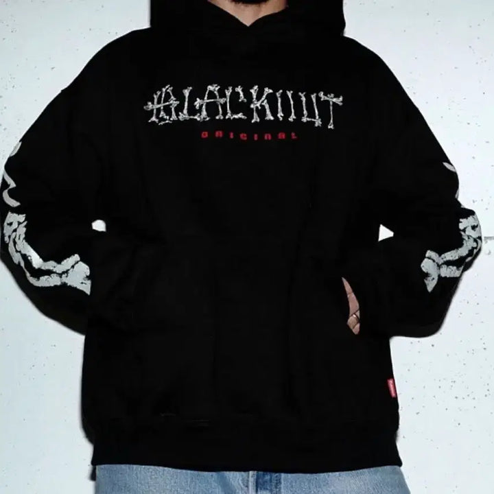 [BUNJANG] Blackout Black Hoodie XL / 블랙아웃 본 후드티 XL