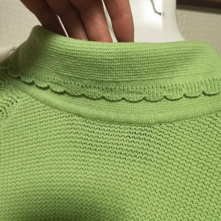[BUNJANG] Karl Lagerfeld Wave Trim Knit Top / 칼 라거펠트 반팔 니트 그린 77