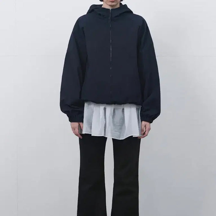 [BUNJANG] OHESIO Stripe Hooded Windbreaker Navy / 오헤시오 스트라이프 후드 윈드브레이커 네이비