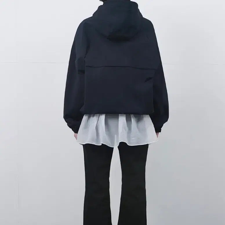 [BUNJANG] OHESIO Stripe Hooded Windbreaker Navy / 오헤시오 스트라이프 후드 윈드브레이커 네이비
