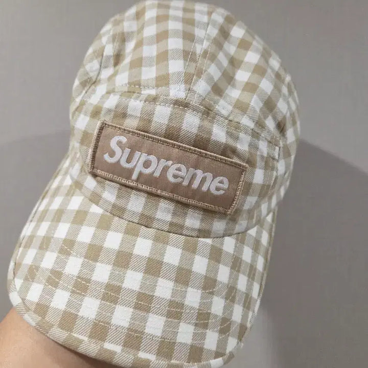 [BUNJANG] Supreme 23SS Gingham Camp Cap - Tan / 슈프림 23SS 깅엄 캠프캡 탄(Tan)