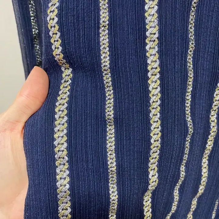 [BUNJANG] A.P.C. Navy Gold Chiffon Mini Dress / 아페쎄(A.P.C) 네이비 골드 쉬폰 원피스 S