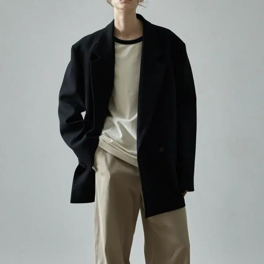 [SOLD OUT] 파사드패턴 오버핏 더블 재킷_black s사이즈 새상품