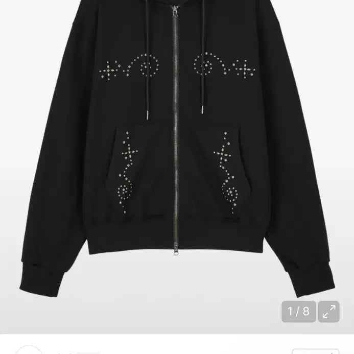 [BUNJANG] Dandel Stud Zip-Up Hoodie Black / 단델 스터드 후드집업 블랙