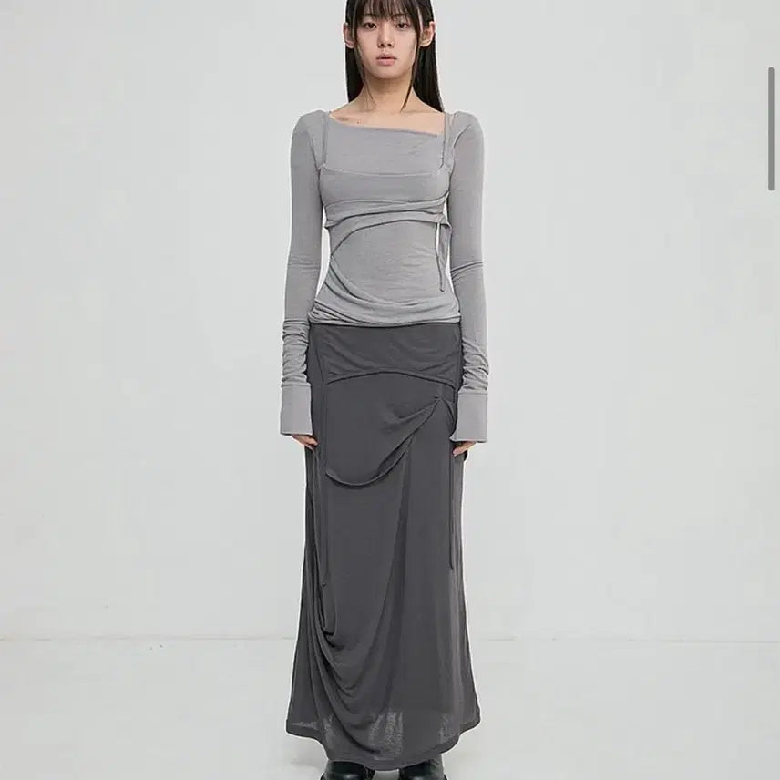 [SOLD OUT] 플레어업 레이어드 뷔스티에 롱슬리브 그레이