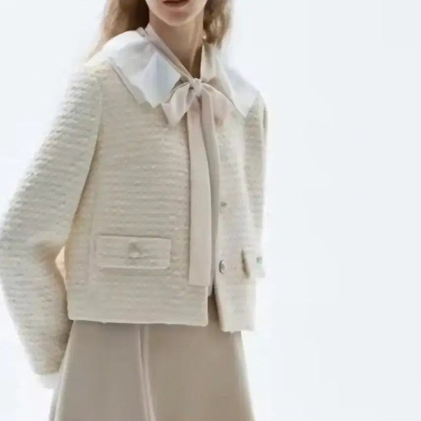 [BUNJANG] Mine Ivory Tweed Jacket / 마인 정 아이보리 트위드 자켓