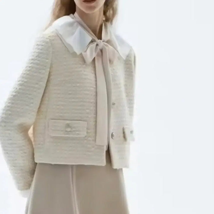 [BUNJANG] Mine Ivory Tweed Jacket / 마인 정 아이보리 트위드 자켓