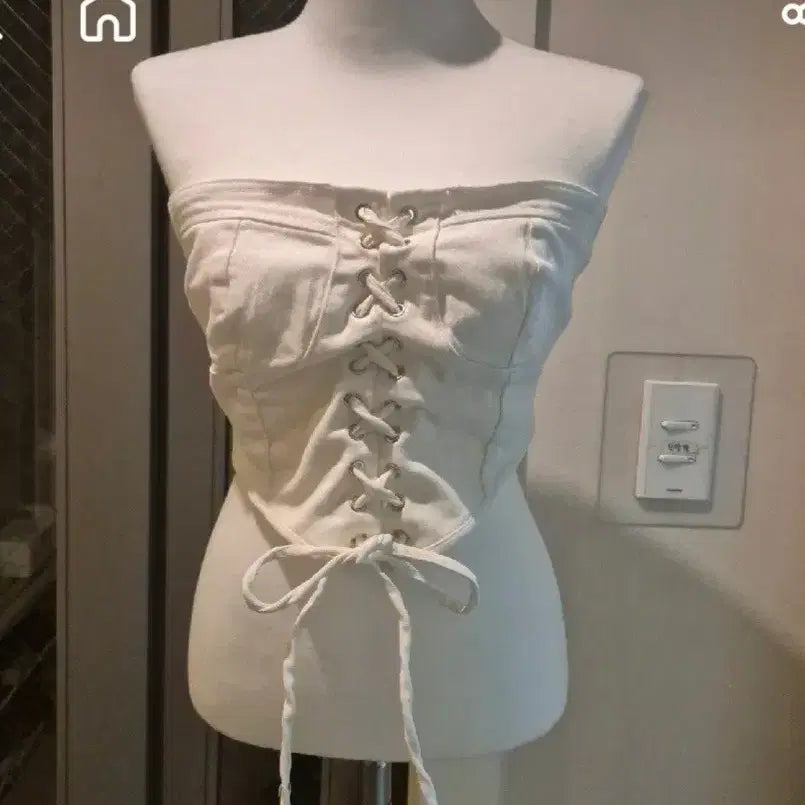 [BUNJANG] Open Shoulder Corset Tube Top Blouse / 교신 오픈숄더 코르셋 튜브탑 블라우스 (휴양지 바캉스 원피스