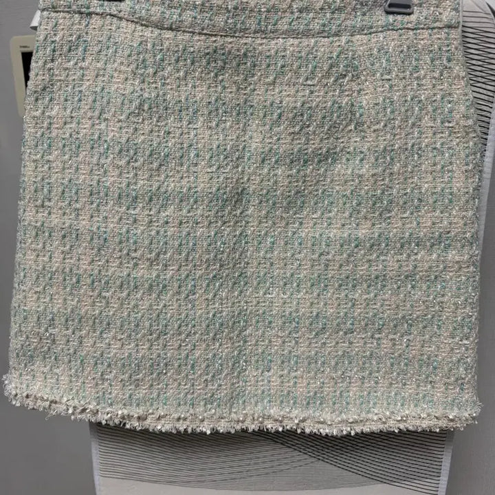 [BUNJANG] Mint Tweed Jacket Set with Pearl Embellishments / [M] 민트색 트위드 자켓 세트 진주 장식