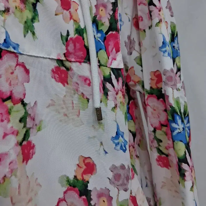 [BUNJANG] Floral Pattern Hooded Zip-up Jacket / 여성 플라워 패턴 후드집업 77까지  벨트 별도로