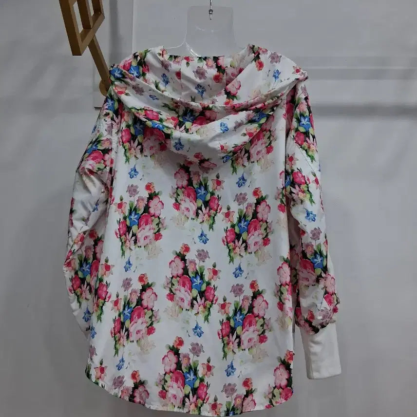 [BUNJANG] Floral Pattern Hooded Zip-up Jacket / 여성 플라워 패턴 후드집업 77까지  벨트 별도로