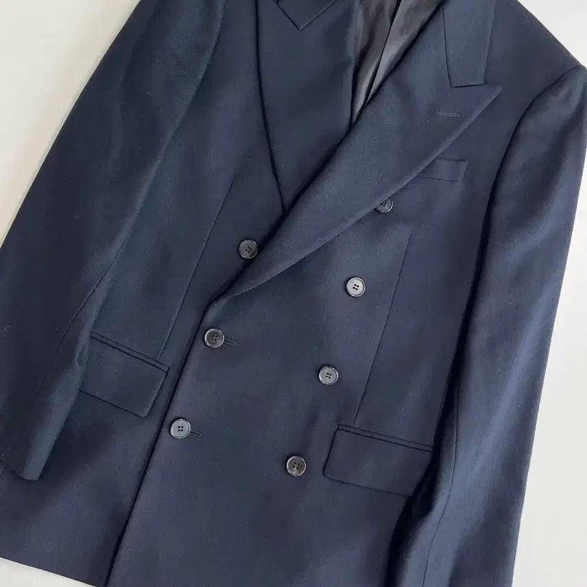 [BUNJANG] Solid Homme Navy Double-Breasted Jacket / [정품] 솔리드옴므 네이비 더블 자켓
