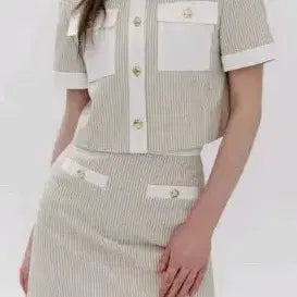 [SOLD OUT] 새상품 마리끌레르 스트라이프 셋업 베이지, 36(44)