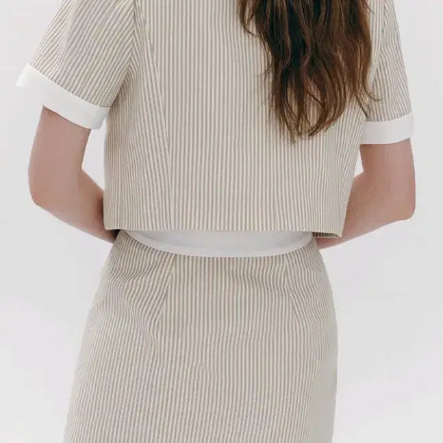 [SOLD OUT] 새상품 마리끌레르 스트라이프 셋업 베이지, 36(44)
