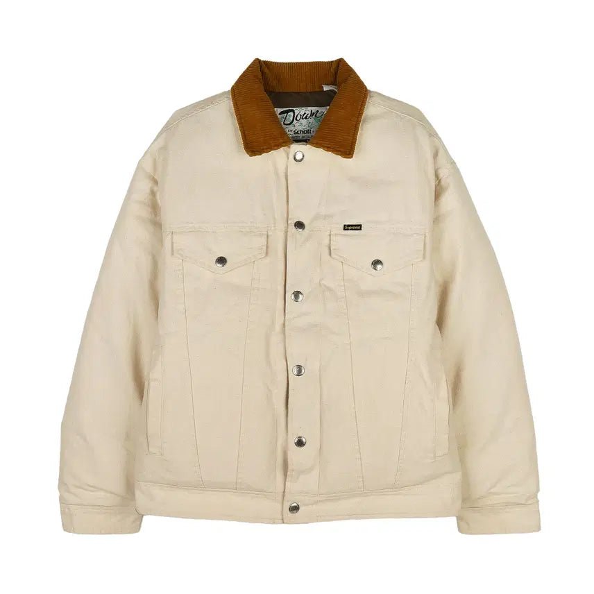 [BUNJANG] Supreme x Schott Canvas Down Trucker Jacket Natural / [S] 슈프림 x 쇼트 캔버스 다운 트러커 자켓 내츄럴 - 22FW