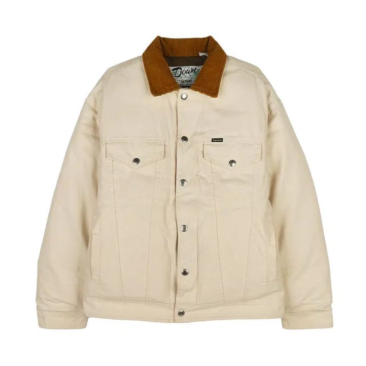 [BUNJANG] Supreme x Schott Canvas Down Trucker Jacket Natural / [S] 슈프림 x 쇼트 캔버스 다운 트러커 자켓 내츄럴 - 22FW