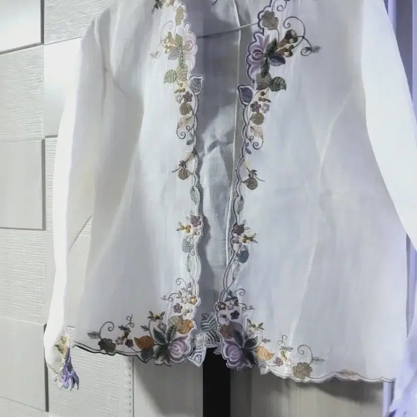 [BUNJANG] Embroidered Ramie Open Jacket / 모시 자수 오픈형 자켓