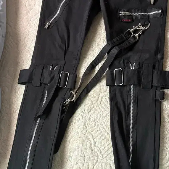 [BUNJANG] Neutral System NYC Bondage Strap Pants / 중성계 트립 nyc 본디지 스트랩 팬츠 무릎벨트 지퍼 체인지핏 26사이즈