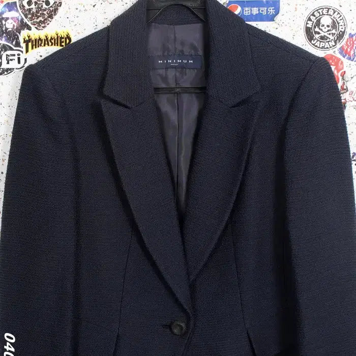 [BUNJANG] Minimum Silk Color Block One-Button Suit Jacket / 여성66 / 미니멈 실크배색 원버튼 정장자켓NV A-132
