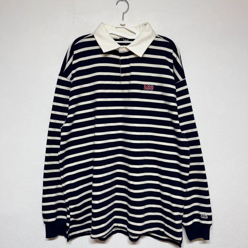 [BUNJANG] LEE Stripe Collar T-shirt - Medium / LEE 스트라이프 카라티 M