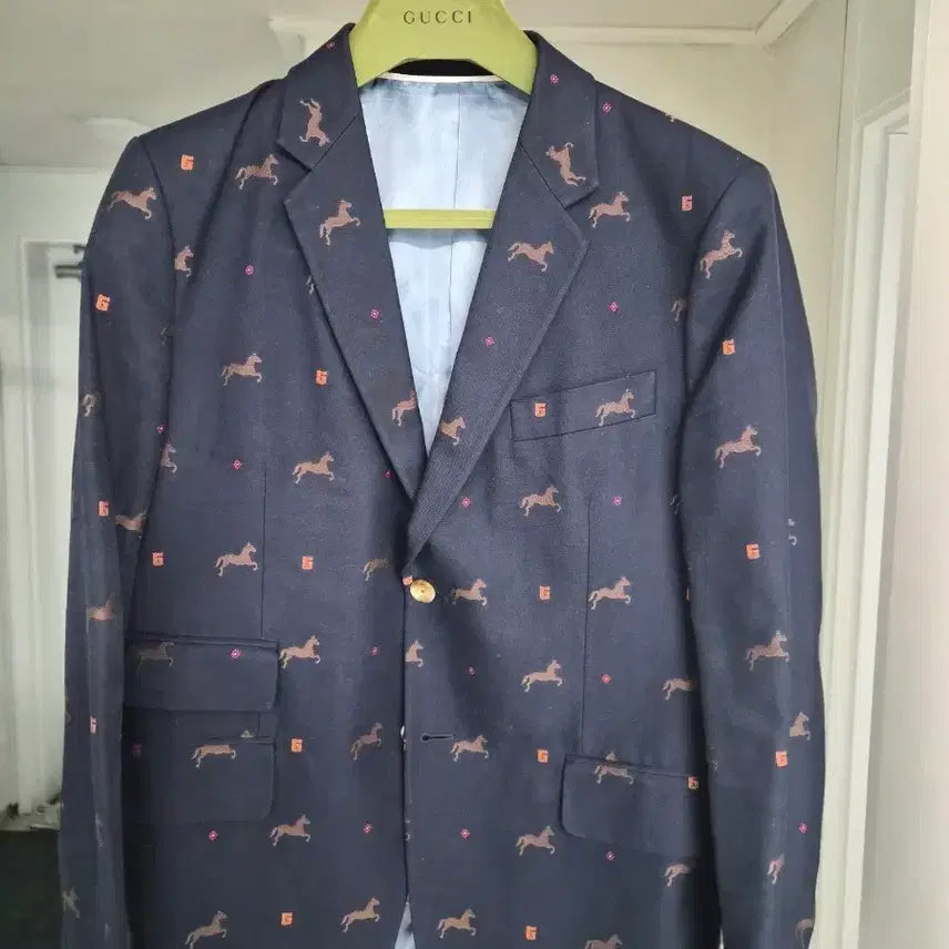 [BUNJANG] Gucci Navy Riding Pattern Blazer (Size 52) / 구찌 네이비 승마 패턴 블레이저 52사이즈