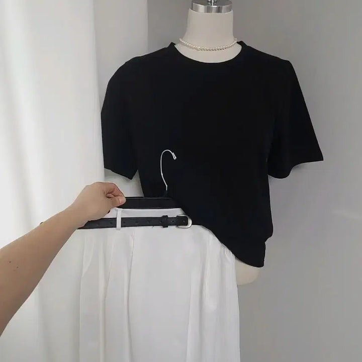 [BUNJANG] New Back-Band Skirt &amp; Belt Set / 새-뒷밴딩 스커트 벨트 세트(4col)