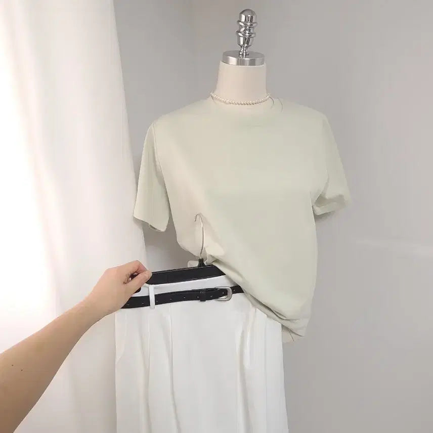 [BUNJANG] New Back-Band Skirt &amp; Belt Set / 새-뒷밴딩 스커트 벨트 세트(4col)