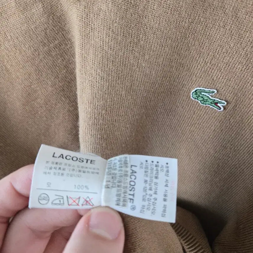 [BUNJANG] Lacoste Brown Wool V-Neck Knit Sweater / 라코스테 브라운 울100% 니트 105사이즈