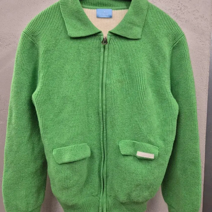 [BUNJANG] Lanvin Green Zip-Up Knit Cardigan / 랑방 초록색 집업 니트 가디건