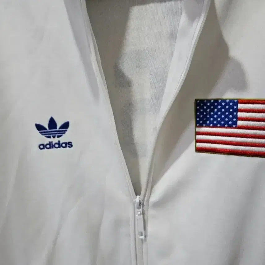 [BUNJANG] Adidas USA White Track Top Jacket / 아디다스 희귀 성조기 미국 USA 화이트 트랙탑 져지집업 100/L