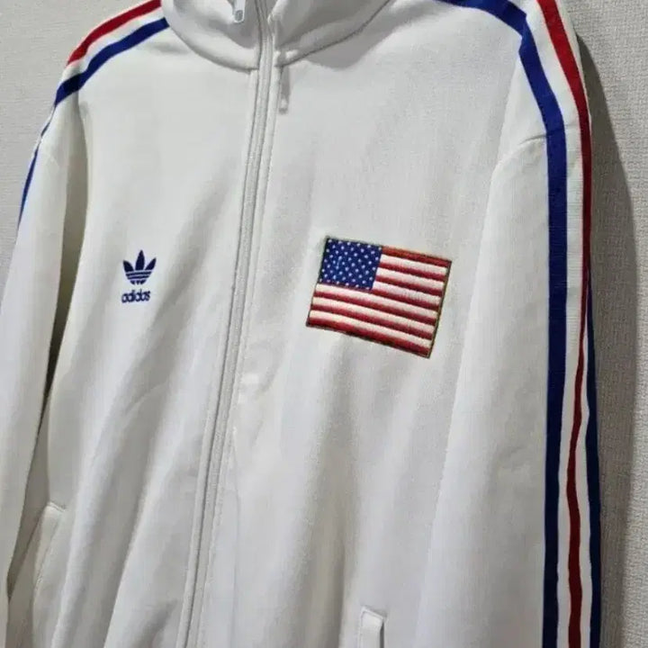 [BUNJANG] Adidas USA White Track Top Jacket / 아디다스 희귀 성조기 미국 USA 화이트 트랙탑 져지집업 100/L