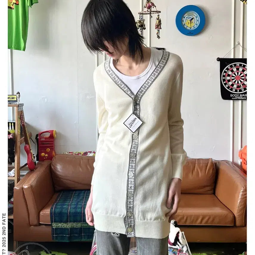 [BUNJANG] Jean Paul Gaultier Ruler Pattern Cardigan / 2010s Jean Paul Gaultier 아카이브 룰러 패턴 가디건