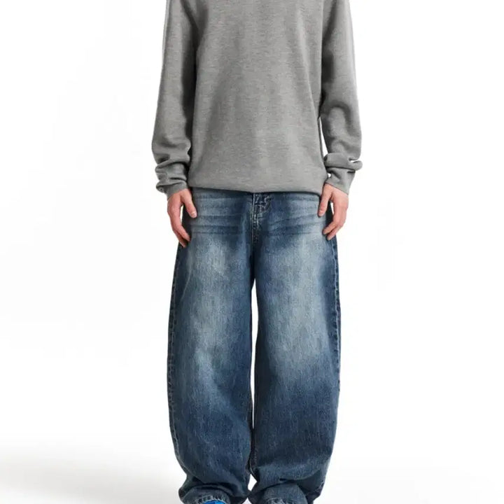 [BUNJANG] Gicheol Washing Wide Denim Pants / 기철 워싱 와이드 데님 팬츠