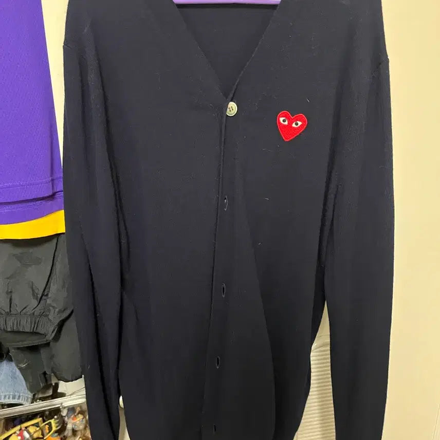 [BUNJANG] Comme des Garçons Cardigan Red Heart Logo / 꼼데가르송 가디건