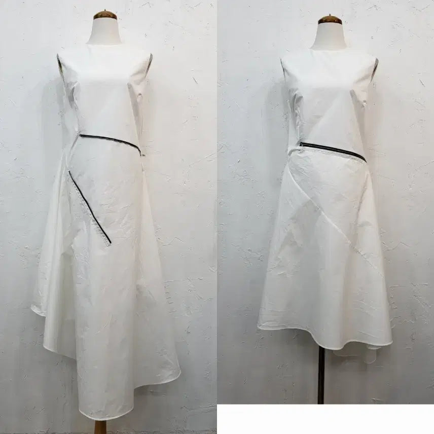 [BUNJANG] White Asymmetrical Long Dress S Size / 화이트 언발 스타일 원피스S