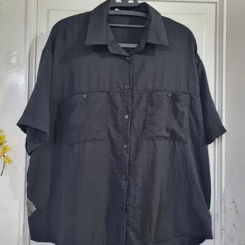 [BUNJANG] Summer Oversized Black Blouse / 여름 빅사이즈 바스락 고급스러운 블라우스 깨끗해요 가슴단면63